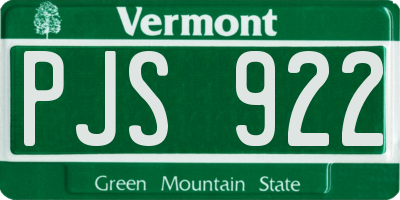 VT license plate PJS922
