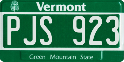 VT license plate PJS923