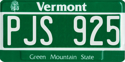 VT license plate PJS925