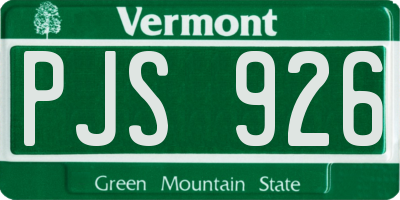 VT license plate PJS926