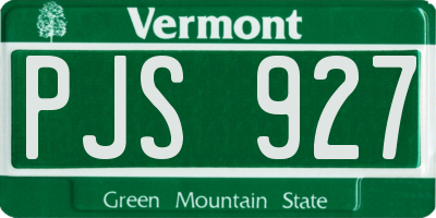 VT license plate PJS927