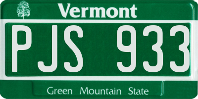 VT license plate PJS933