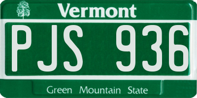 VT license plate PJS936