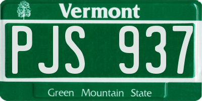 VT license plate PJS937