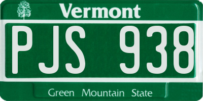 VT license plate PJS938