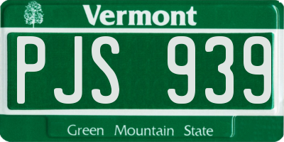 VT license plate PJS939