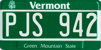 VT license plate PJS942