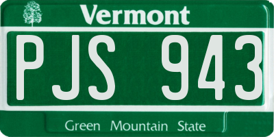VT license plate PJS943