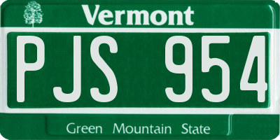 VT license plate PJS954