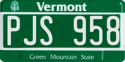 VT license plate PJS958