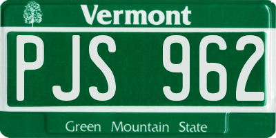 VT license plate PJS962