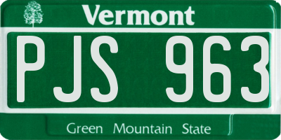 VT license plate PJS963