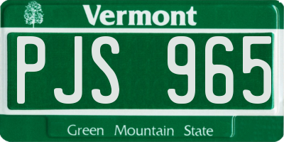 VT license plate PJS965