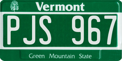 VT license plate PJS967