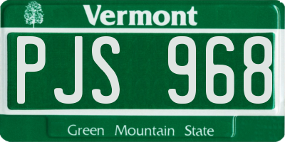 VT license plate PJS968