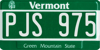 VT license plate PJS975