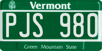 VT license plate PJS980