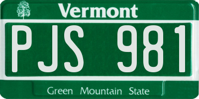 VT license plate PJS981