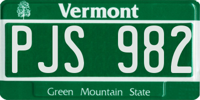 VT license plate PJS982