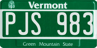 VT license plate PJS983