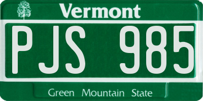 VT license plate PJS985