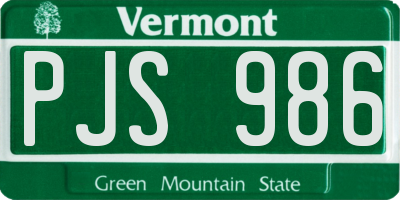 VT license plate PJS986