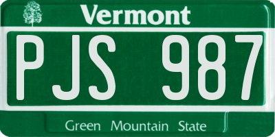 VT license plate PJS987