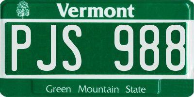 VT license plate PJS988