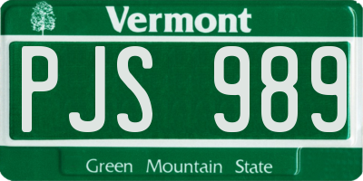 VT license plate PJS989