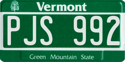 VT license plate PJS992