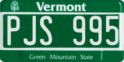 VT license plate PJS995