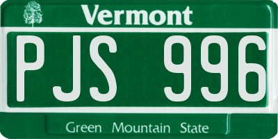 VT license plate PJS996