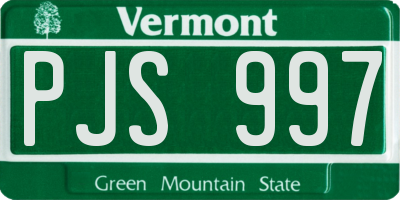 VT license plate PJS997
