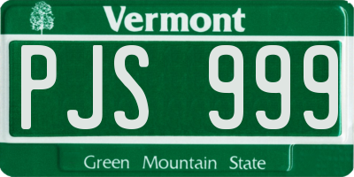 VT license plate PJS999