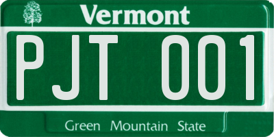 VT license plate PJT001