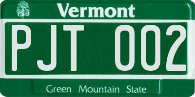 VT license plate PJT002