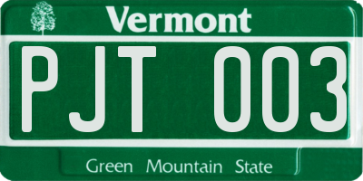 VT license plate PJT003