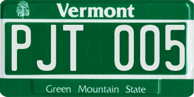 VT license plate PJT005