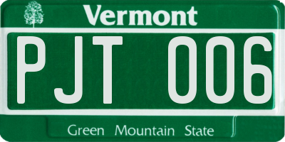 VT license plate PJT006