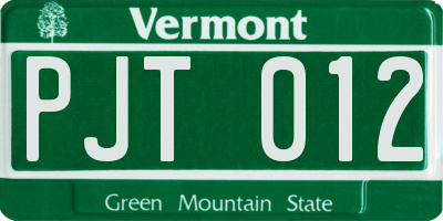 VT license plate PJT012