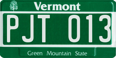 VT license plate PJT013