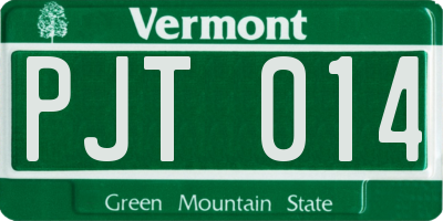 VT license plate PJT014