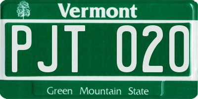 VT license plate PJT020