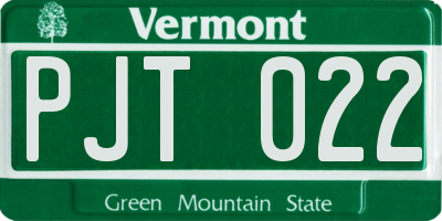 VT license plate PJT022
