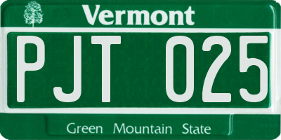 VT license plate PJT025