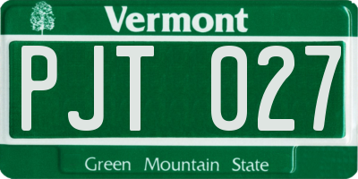 VT license plate PJT027