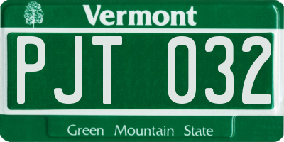 VT license plate PJT032