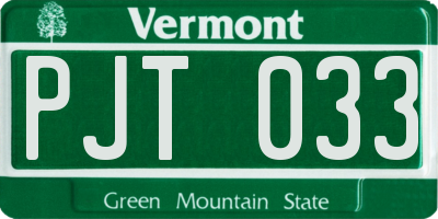 VT license plate PJT033
