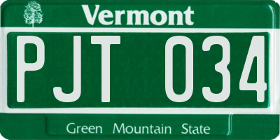 VT license plate PJT034