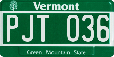 VT license plate PJT036